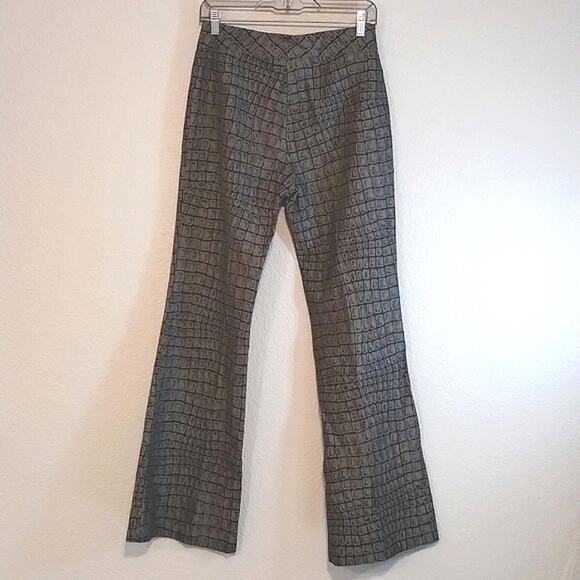 Signe Paris VINTAGE Textured Bronze Metallic Crepey Bootcut Pants 8 - Picture 5 of 11